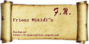 Friesz Miklós névjegykártya